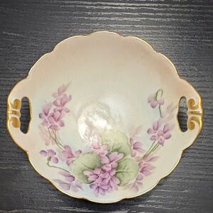 Limoges Floral Porcelain Dish with Gold Accents